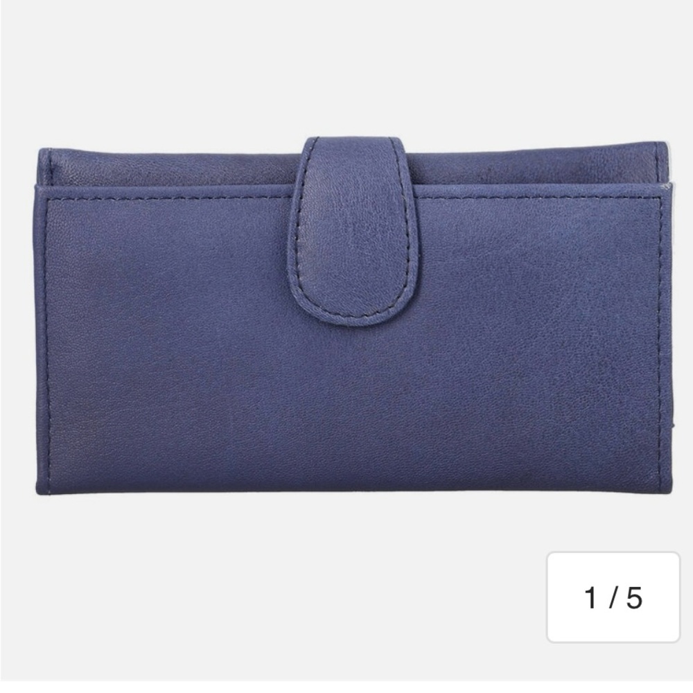 Passage Blue Leather Tri Fold Wallet NWOT